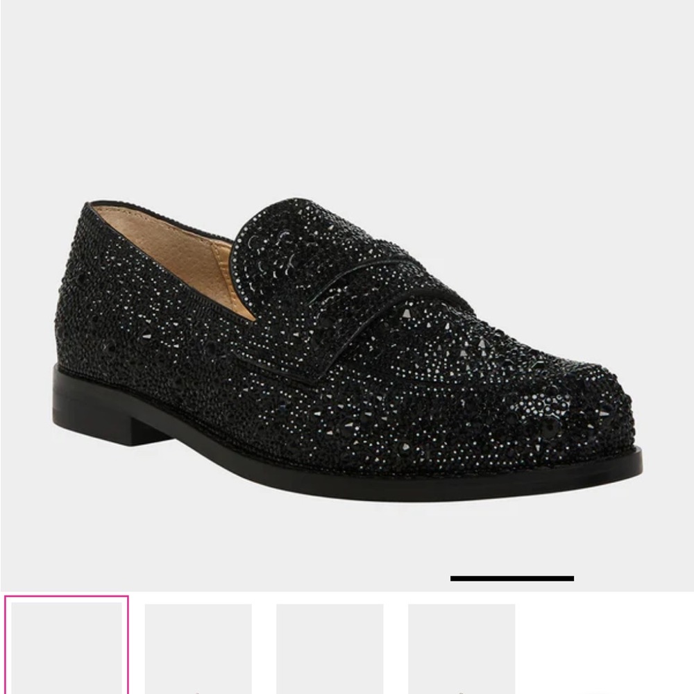 Betsey Johnson Black Aron Rhinestone Sparkle Loafer Size 12